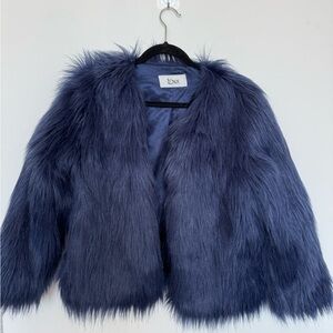 Faux Fur Jacket in Blue